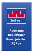 Symbolgrafik „Seit 1911“ mit Link zur Rede zum 100-jährigen Firmenjubiläum des Baugeschäfts Krämer (PDF)